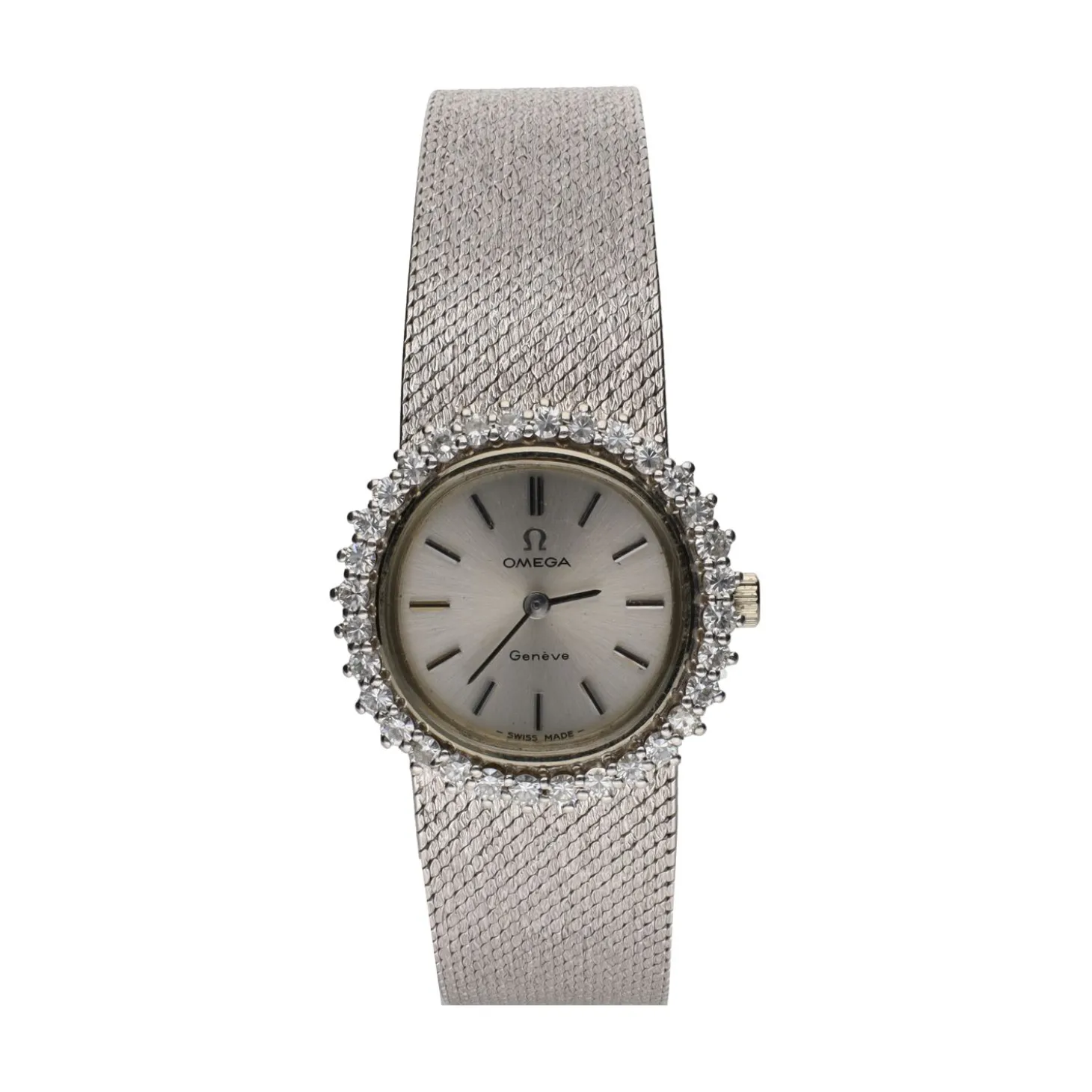 OMEGA Genéve oro blanco con brillantes.