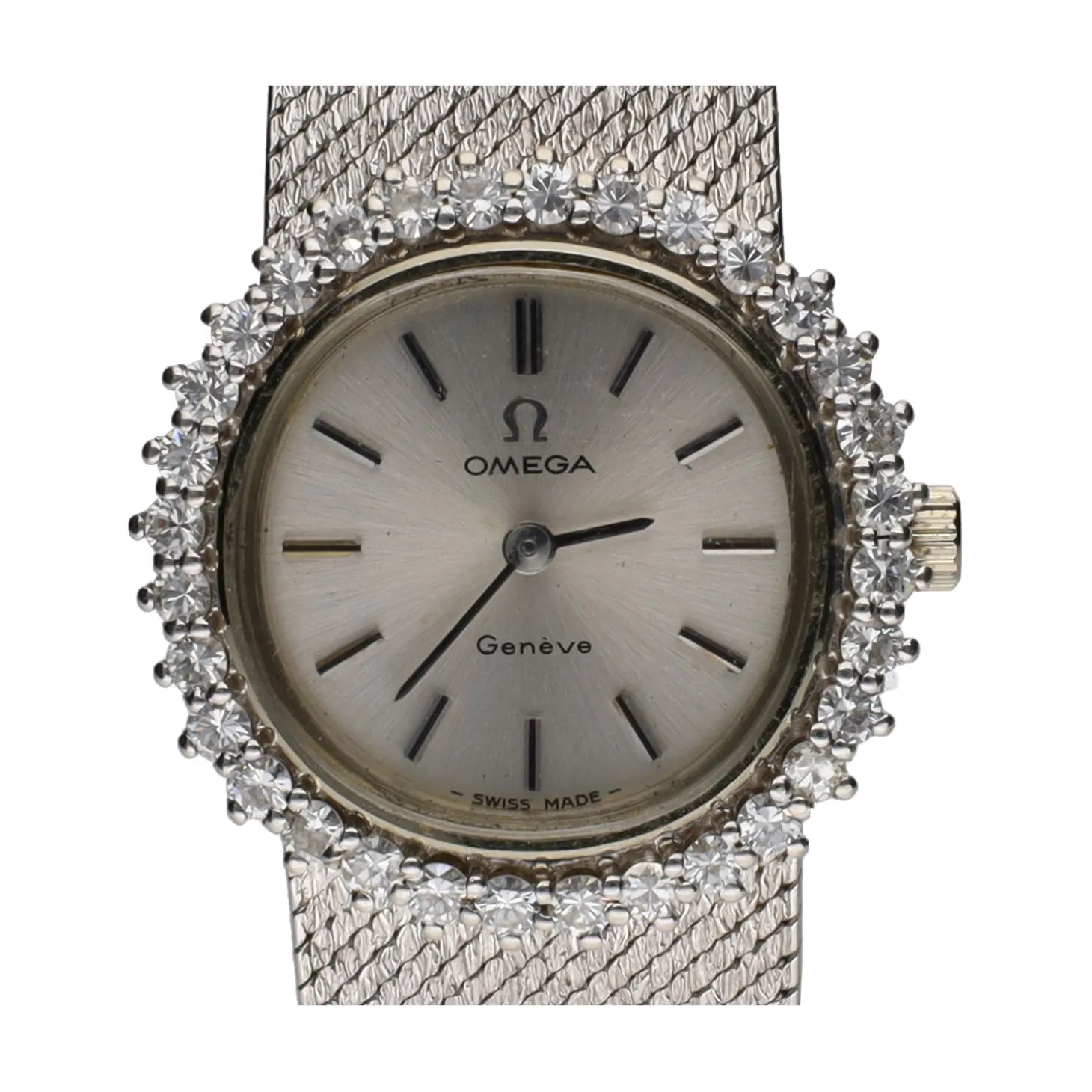 OMEGA Genéve oro blanco con brillantes.