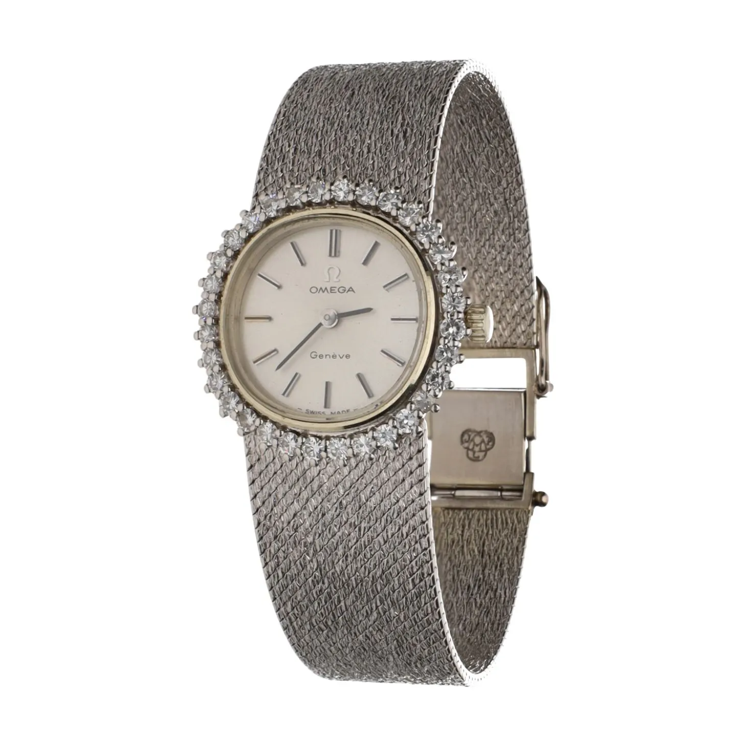 OMEGA Genéve oro blanco con brillantes.