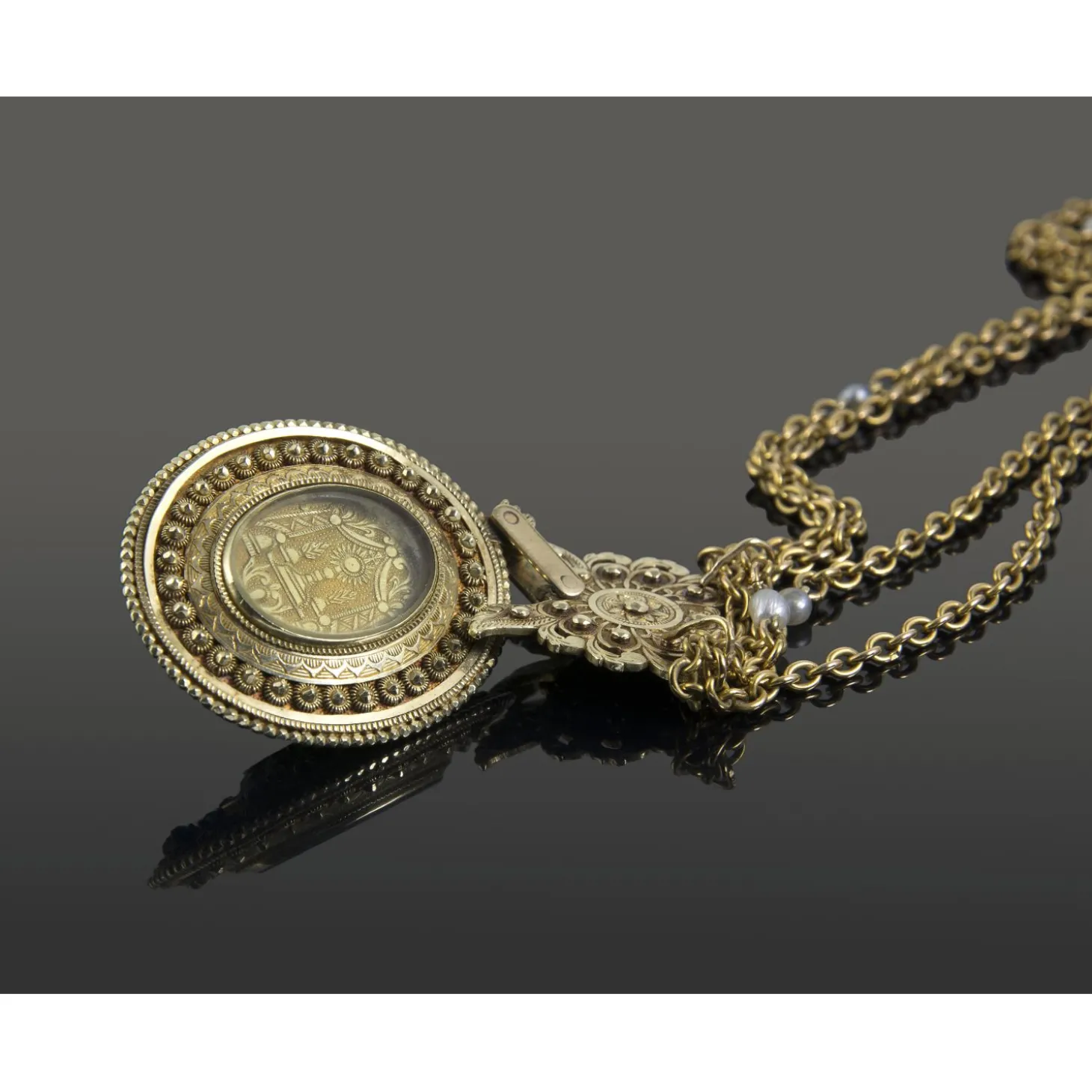 OTROS Gargantilla relicario antigua oro amarillo y diamantes talla antigua
