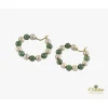 PENDIENTES Argollas oro amarillo esmeraldas y perlas.