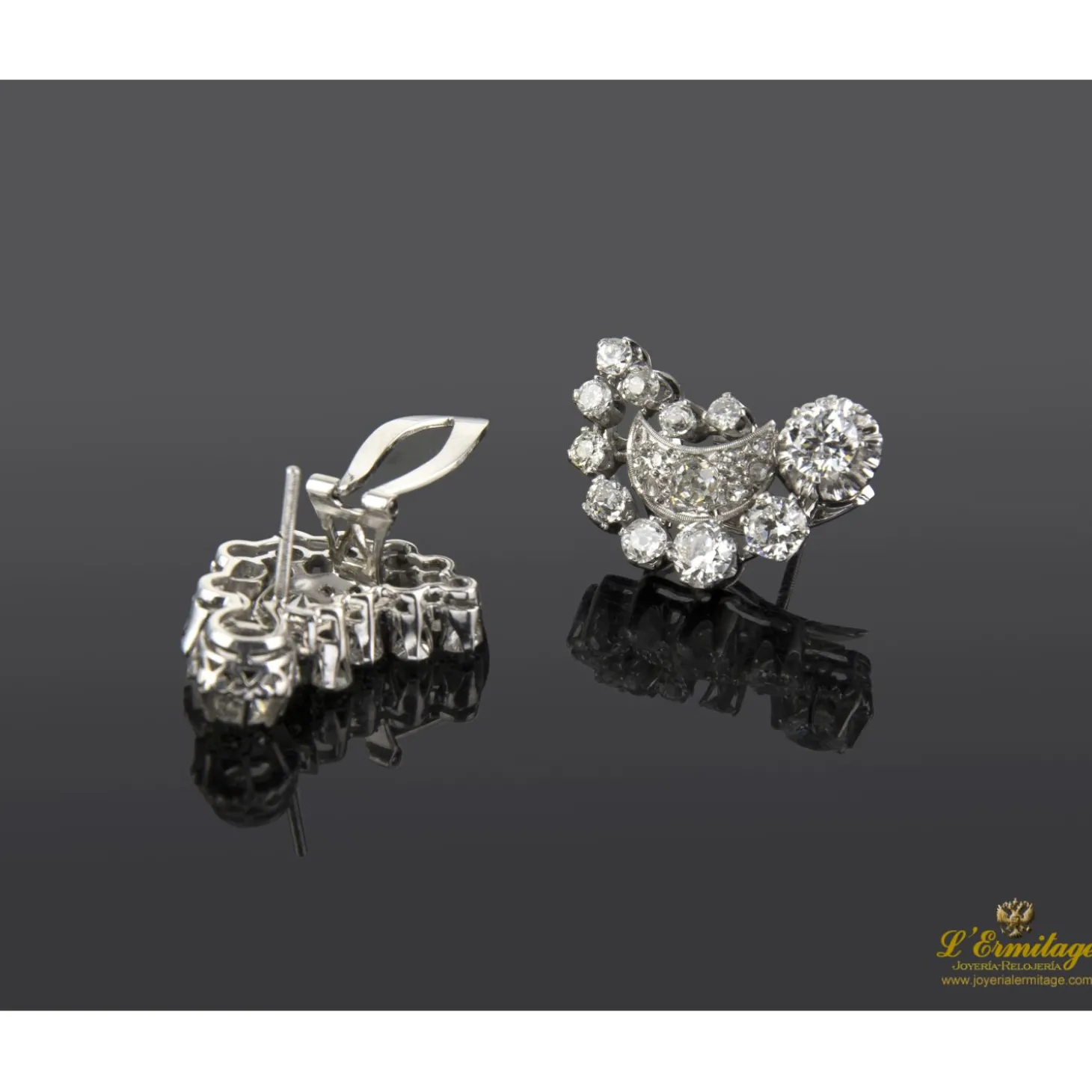 PENDIENTES Pendientes antiguos oro blanco y diamantes naturales.