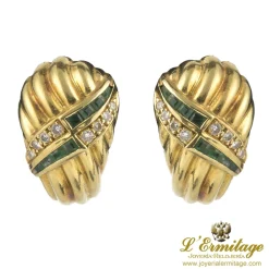 PENDIENTES Pendientes antiguos oro amarillo esmeraldas y diamantes