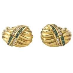 PENDIENTES Pendientes antiguos oro amarillo esmeraldas y diamantes