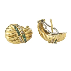 PENDIENTES Pendientes antiguos oro amarillo esmeraldas y diamantes