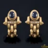 PENDIENTES Pendientes antiguos en oro amarillo con zafiros y diamantes.