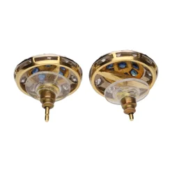 PENDIENTES Pendientes antiguos en oro amarillo y oro blanco con zafiros y diamantes.