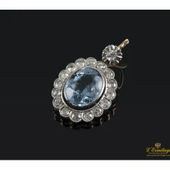 PENDIENTES Pendientes antiguos oro blanco aguamarinas y diamantes