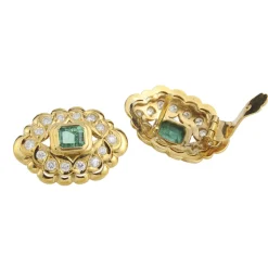 PENDIENTES Pendientes antiguos oro amarillo esmeralda y diamantes