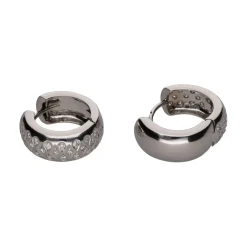 PENDIENTES Pendientes argolla ancha en oro blanco con brillantes.