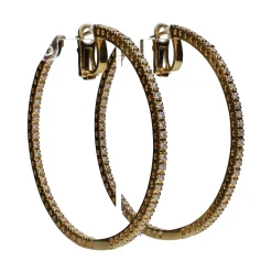 PENDIENTES Pendientes argollas en oro amarillo con brillantes.