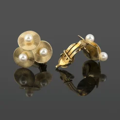 PENDIENTES Pendientes cartier antiguos oro amarillo 14 kt y perlas