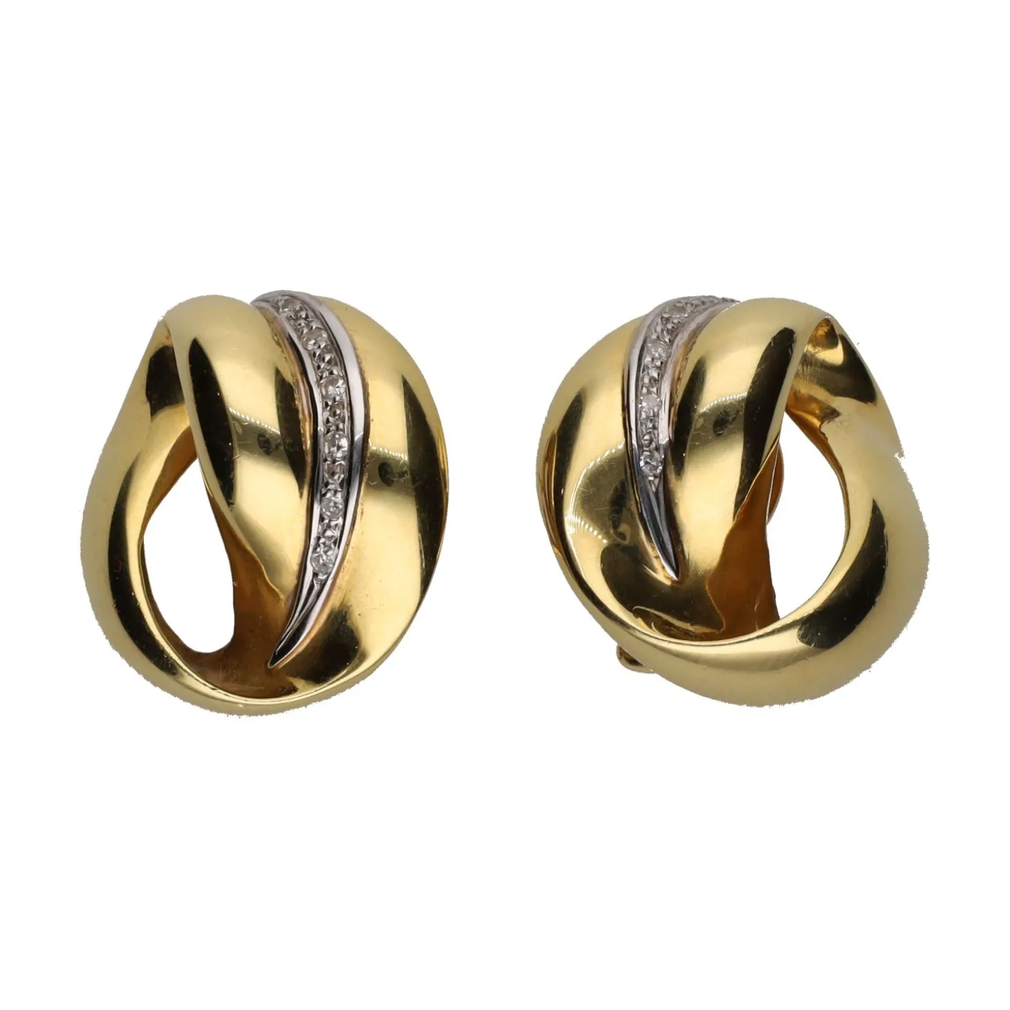 PENDIENTES Pendientes circulares en oro amarillo y brillantes.