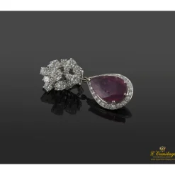PENDIENTES Pendientes colgantes oro blanco turmalinas rubelitas y diamantes