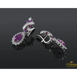 PENDIENTES Pendientes colgantes platino rubíes y diamantes.