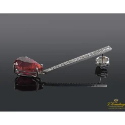 PENDIENTES Pendientes colgantes oro blanco turmalinas rubelitas y diamantes.