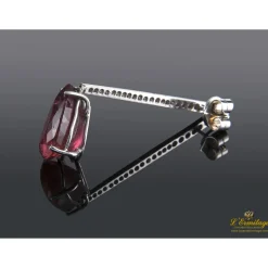 PENDIENTES Pendientes colgantes oro blanco turmalinas rubelitas y diamantes.