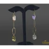 PENDIENTES Pendientes colgantes oro amarillo y piedras semipreciosas.
