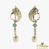 PENDIENTES Pendientes colgantes oro amarillo, perlas, esmeraldas y circonitas.