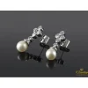 PENDIENTES Pendientes colgantes oro blanco perla y diamantes.