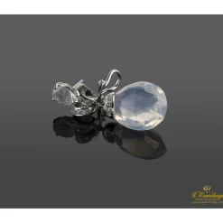 PENDIENTES Pendientes colgantes oro blanco piedra semipreciosa blanca y diamantes