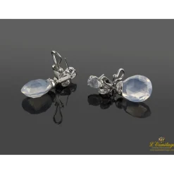 PENDIENTES Pendientes colgantes oro blanco piedra semipreciosa blanca y diamantes