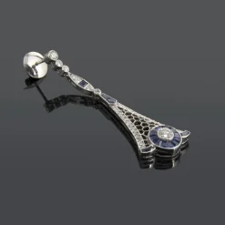 PENDIENTES Pendientes colgantes art deco zafiros y diamantes
