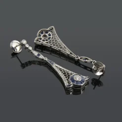 PENDIENTES Pendientes colgantes art deco zafiros y diamantes
