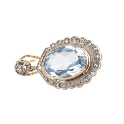 PENDIENTES Pendientes colgantes antiguos oro amarillo oro blanco aguamarinas y diamantes
