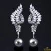 PENDIENTES Pendientes colgantes desmontables oro blanco diamantes y perlas taiti.