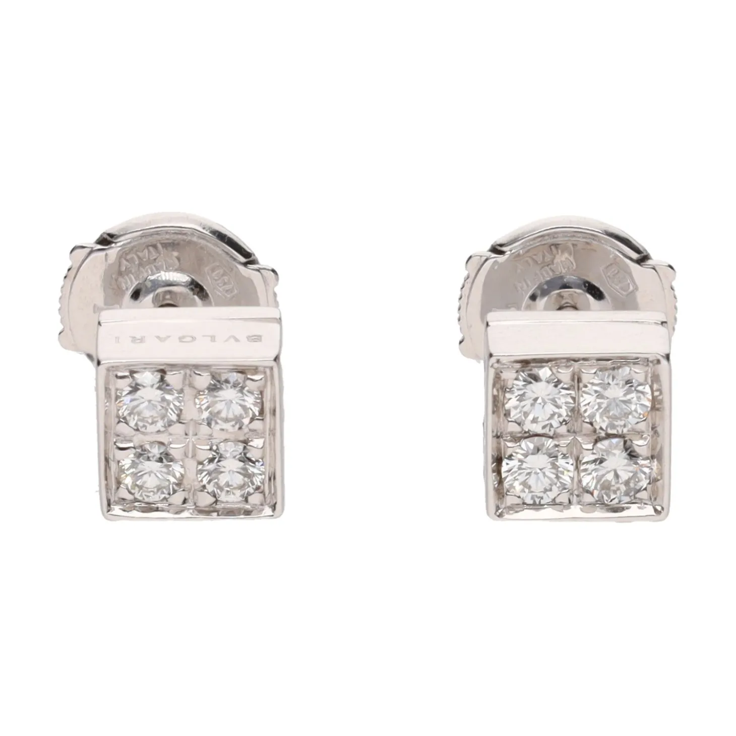 PENDIENTES Pendientes cuadrados bulgari en oro blanco con brillantes.