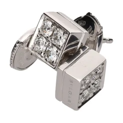 PENDIENTES Pendientes cuadrados bulgari en oro blanco con brillantes.