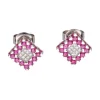 PENDIENTES Pendientes cuadrados en oro blanco con rubíes y brillantes.