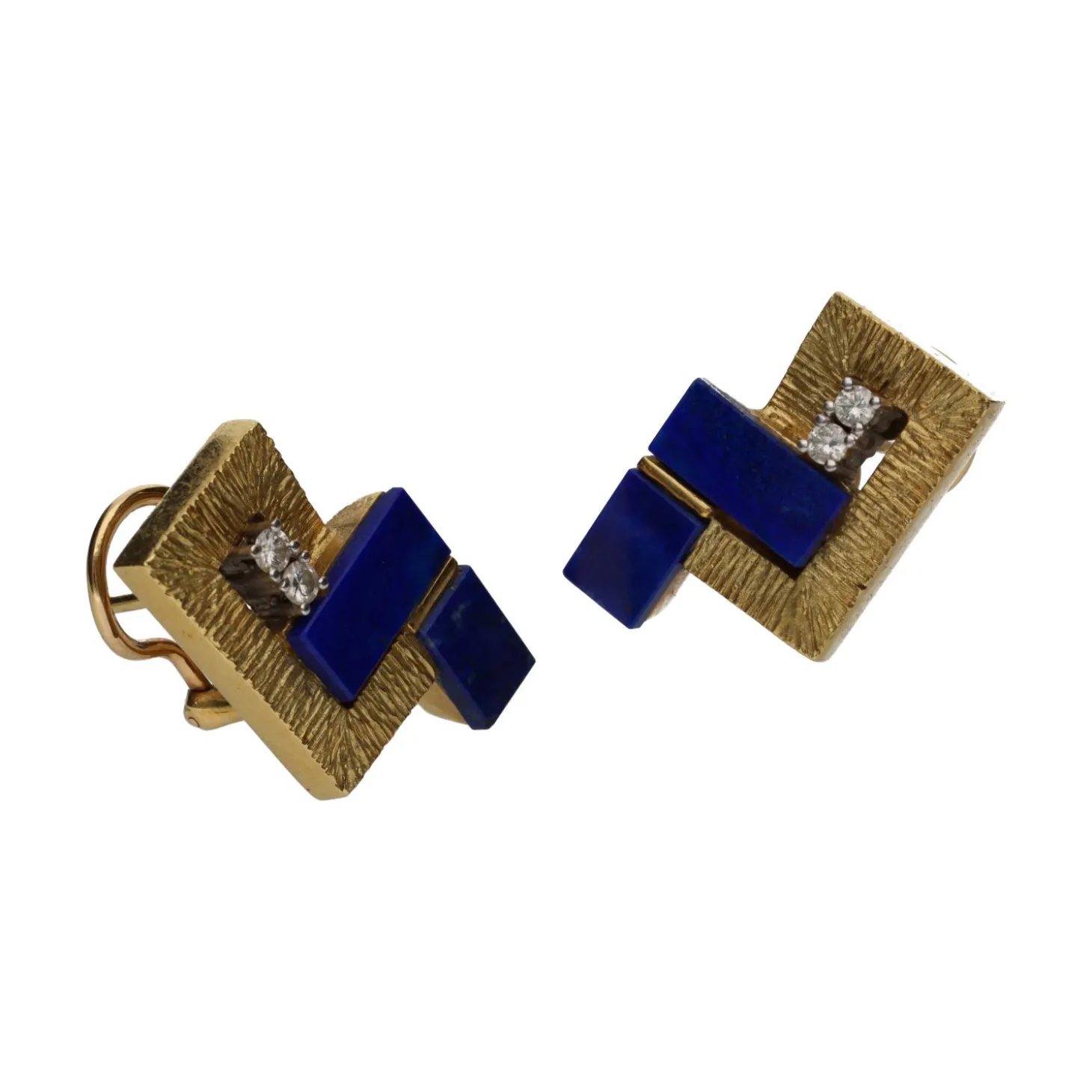 PENDIENTES Pendientes en oro amarillo con lapislázuli y brillantes.