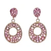 PENDIENTES Pendientes en oro amarillo con piedras rosas y brillantes. Cierre omega.