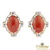 PENDIENTES Pendientes en oro amarillo con coral y diamantes.
