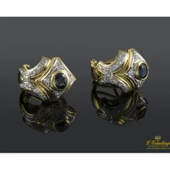 PENDIENTES Pendientes en oro amarillo y oro blanco con zafiros y brillantes.