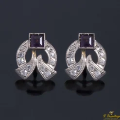 PENDIENTES Pendientes en oro amarillo y oro blanco con amatistas y circonitas.