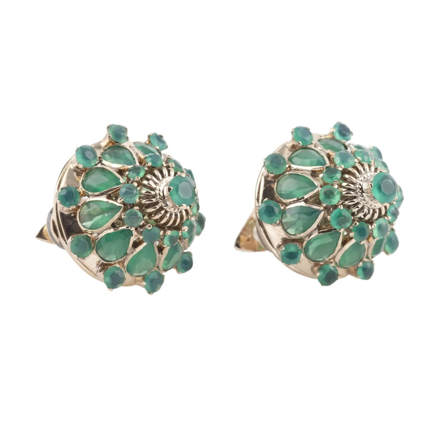 PENDIENTES Pendientes en oro amarillo y esmeraldas.
