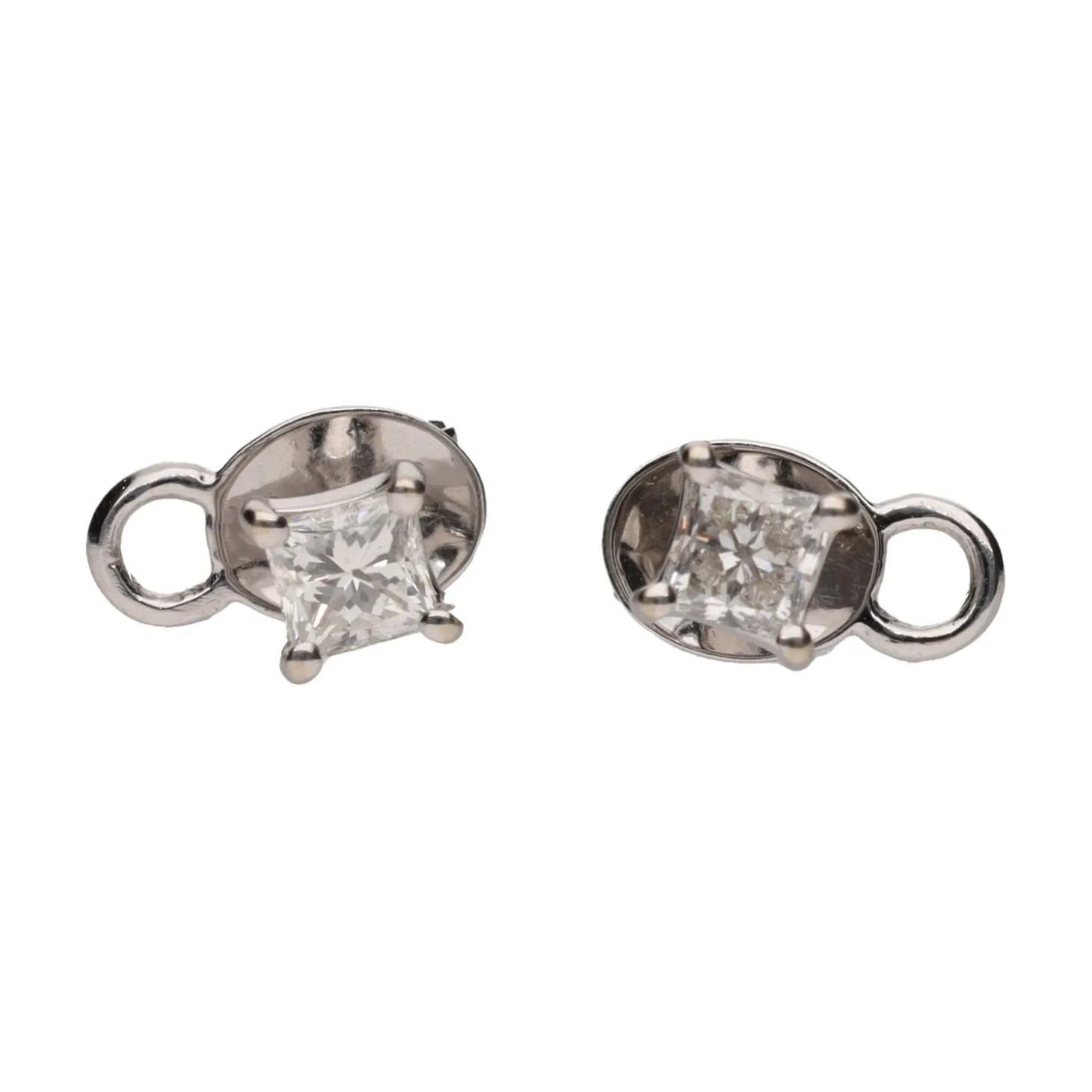 PENDIENTES Pendientes en oro blanco con brillantes princesa. 0,82Ct.