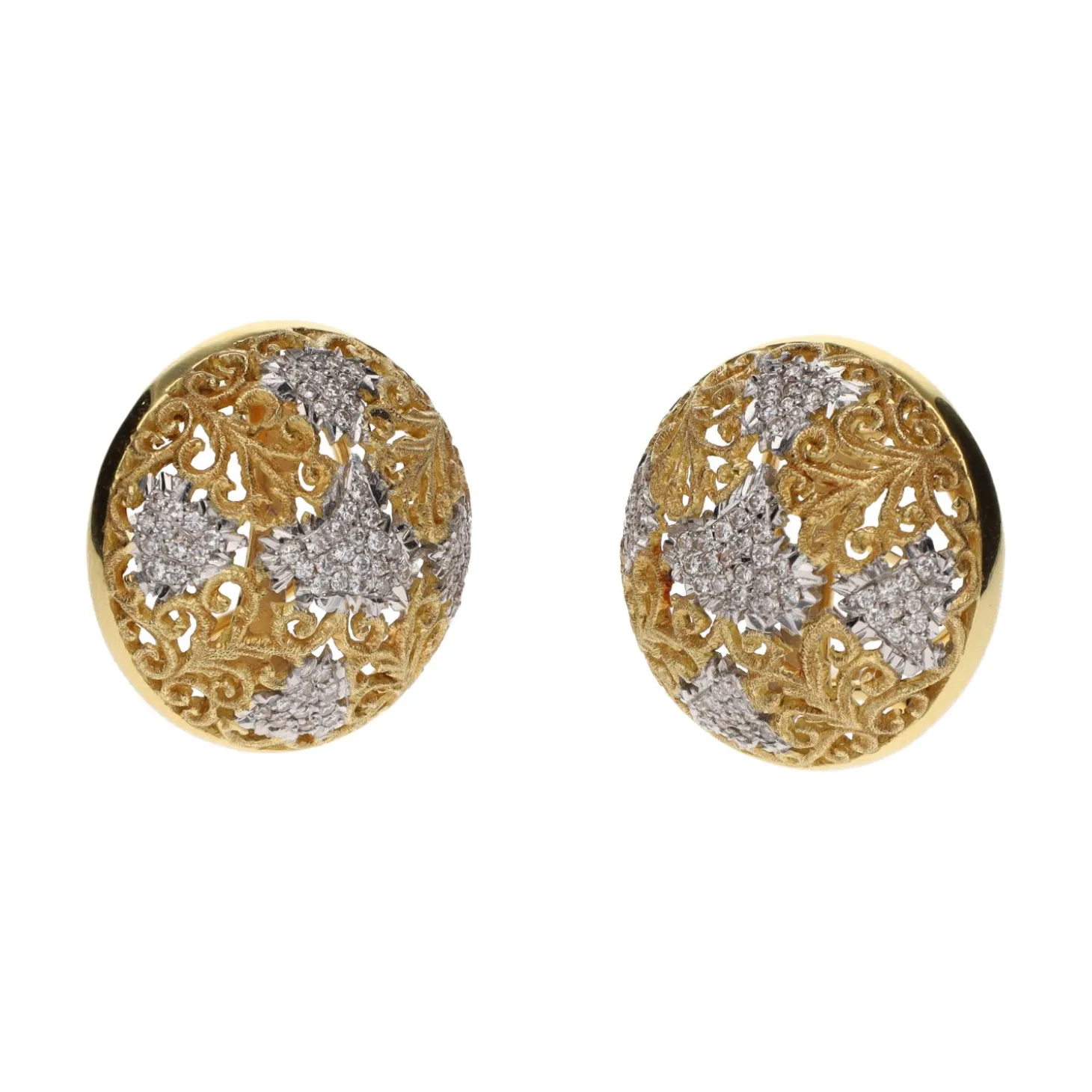 PENDIENTES Pendientes firmados por yanes realizados en oro amarillo y oro blanco con brillantes.