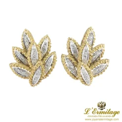 PENDIENTES Pendientes forma de hoja oro amarillo oro blanco y diamantes