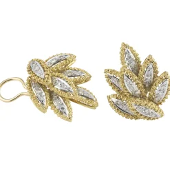 PENDIENTES Pendientes forma de hoja oro amarillo oro blanco y diamantes