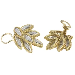 PENDIENTES Pendientes forma de hoja oro amarillo oro blanco y diamantes