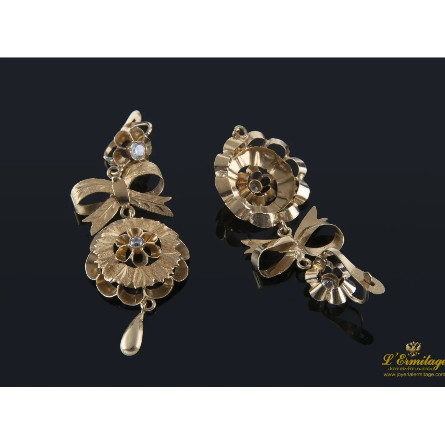 PENDIENTES Pendientes isabelinos colgantes oro amarillo
