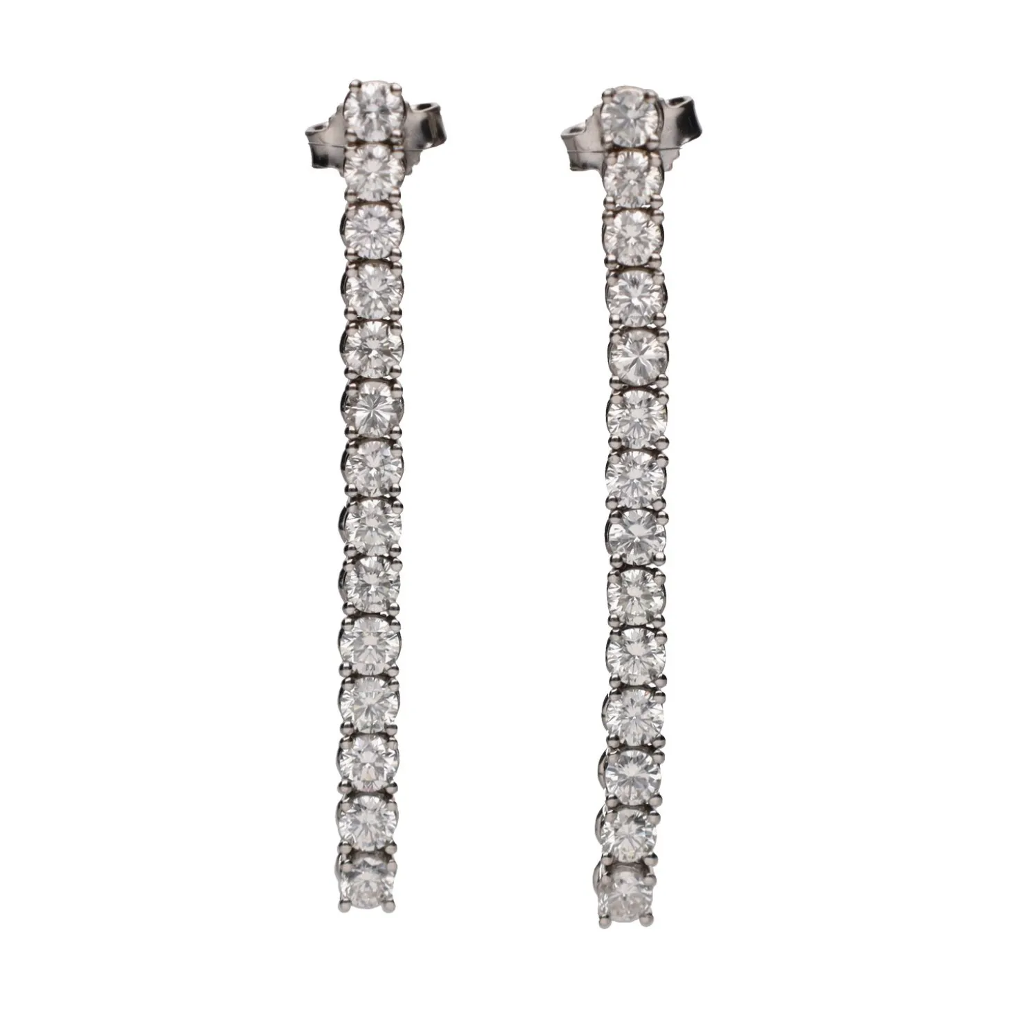 PENDIENTES Pendientes largos riviere en oro blanco y brillantes.