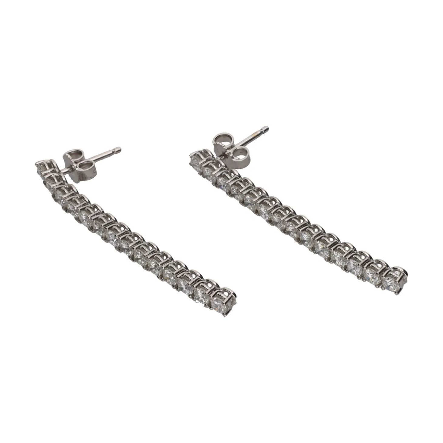 PENDIENTES Pendientes largos riviere en oro blanco y brillantes.