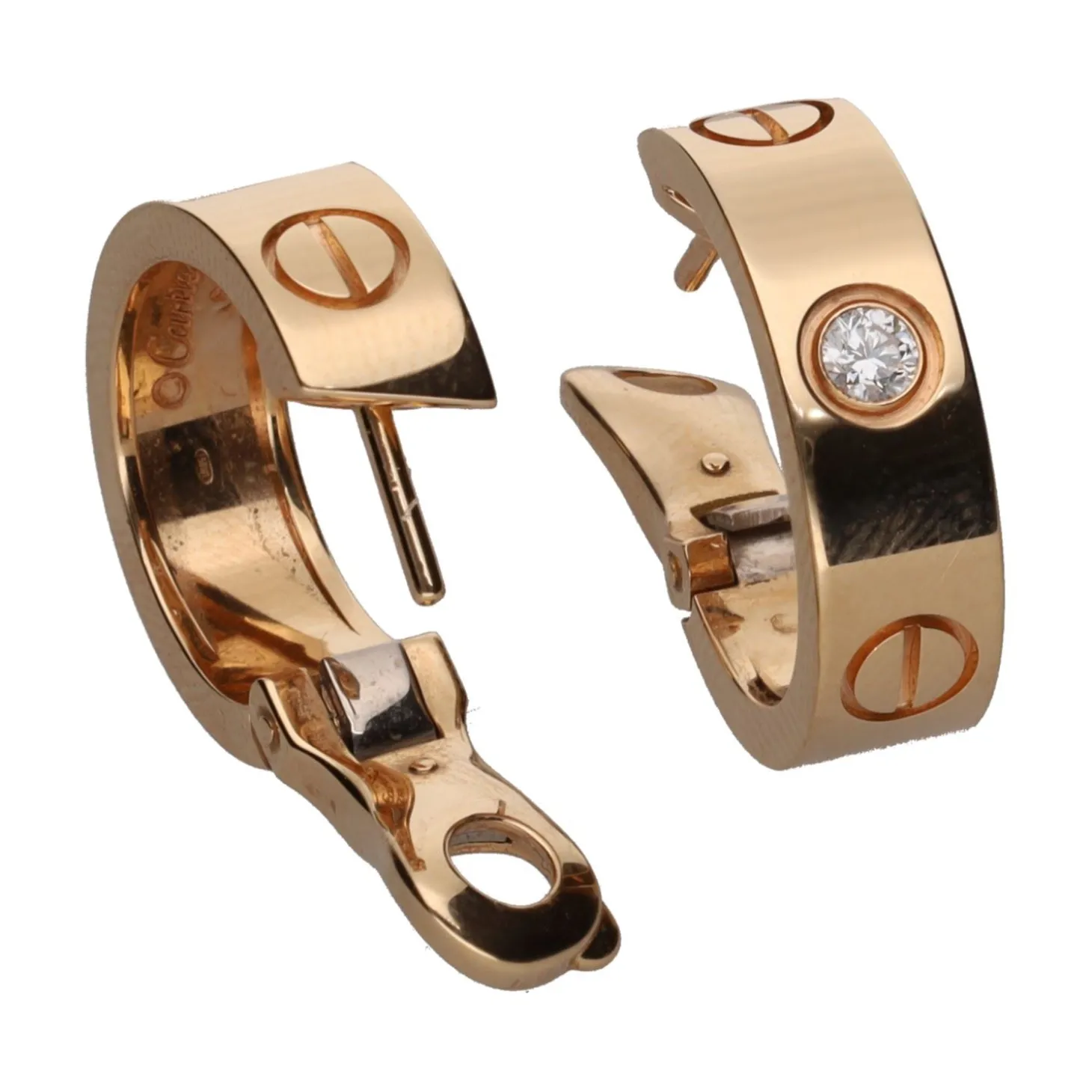 PENDIENTES Pendientes love de cartier en oro rosa con brillantes.