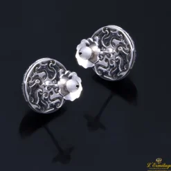 PENDIENTES Pendientes media bola oro blanco con cuajado de diamantes