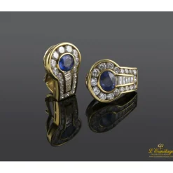 PENDIENTES Pendientes oro amarillo zafiro y diamantes.